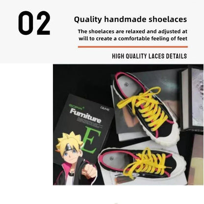 Boruto Naruto Next Generations Anime Low Top Canvas Sneakers, Konoha Symbol Printed Lace-up Casual Shoes, Breathable Memory Foam Footwear, Anime Cosplay Daily Walking Shoes, Fan Gift for Men Women Teens