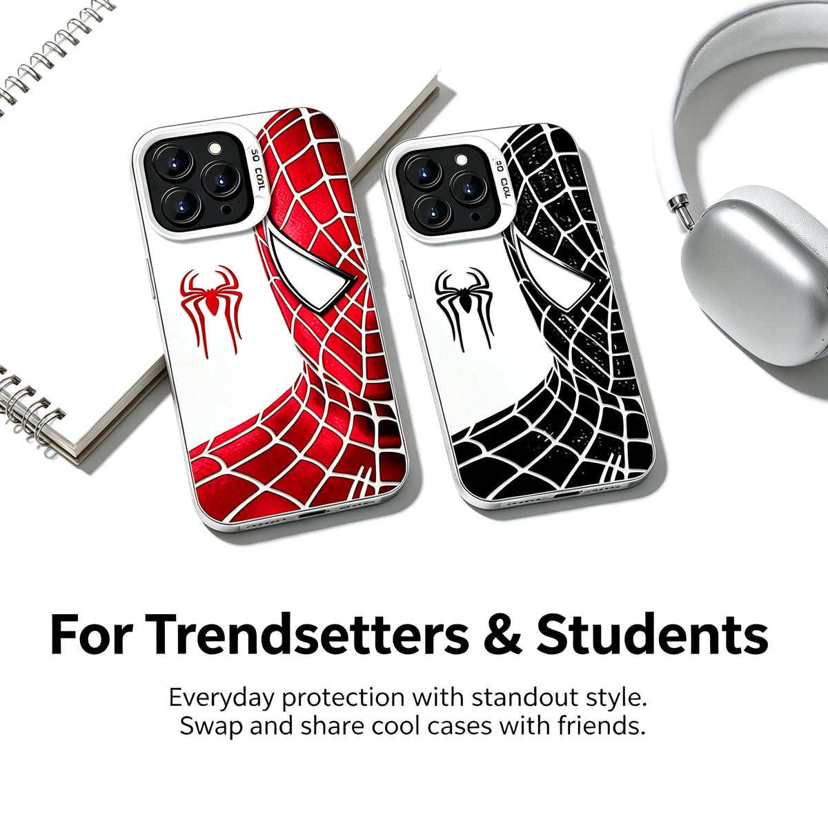 Marvel Spider‑Man Classic Suit Graphic iPhone Phone Case, Anti‑Drop Full‑Body Protective Cover, Precise Cutout Lens Raised Protection Phone Shell, Red & Black 2 Styles Available