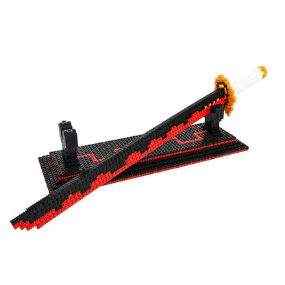 Demon Slayer Nichirin Sword Building Blocks Set, Anime Katana Model Bricks with Display Stand, Tanjiro Rengoku Shinobu Giyuu Sword Building Kit, Collectible Cosplay Prop, Gift for Anime Fans & Block Lovers