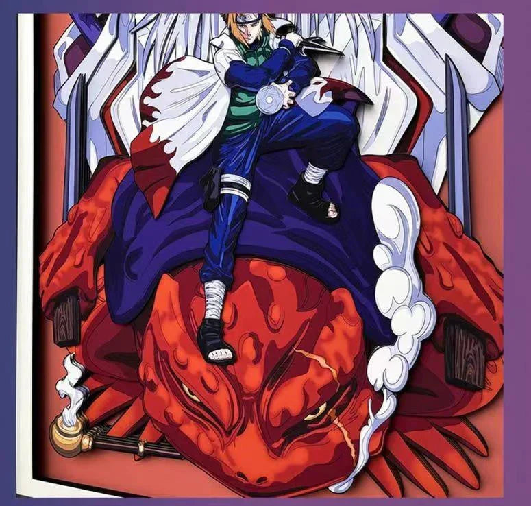 Naruto Namikaze Minato 3D Paper Cut Shadow Box Framed Art, Handmade Layered Papercraft Wall Decor, Anime Picture Frame, Fan Collectible Room Decor Gift