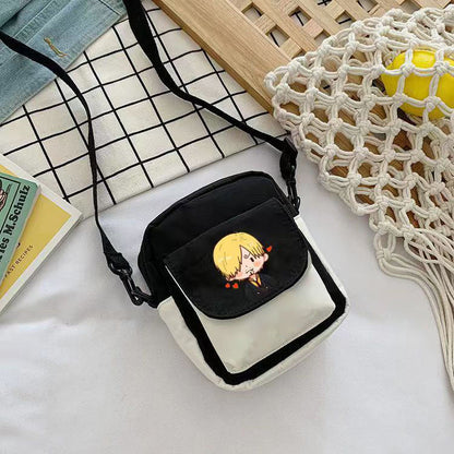 One Piece Anime Mini Crossbody Bag, Luffy Zoro Nami Chopper Sanji Character Print Small Shoulder Purse, Cute Canvas Sling Bag, Anime Fan Daily Messenger Bag Gift