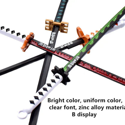 Demon Slayer Mini Katana Sword Model Set, Anime Nichirin Blade Replica Keychain Collection, Metal Sword Prop with Display Gift Box, Kimetsu No Yaiba Mini Weapon Ornament, Collectible Gift for Demon Slayer Fans