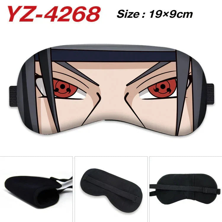 Naruto Anime Sleep Eye Mask, Uchiha Sasuke Itachi Madara Sakura Printed Blindfold, Soft Comfort Light Blocking Eye Cover for Travel Nap, Multiple Styles, Anime Fan Gift