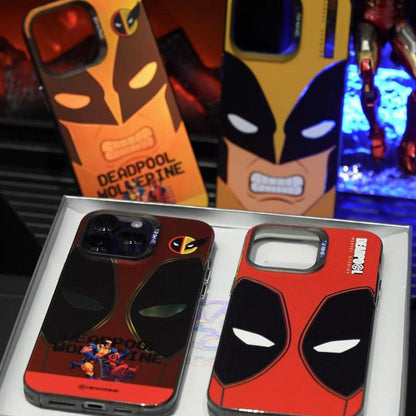 Marvel Deadpool & Wolverine Mask Phone Case for iPhone, Marvel Superhero Full Print Protective Cover, Shockproof Anti-Scratch Phone Shell, 4 Styles Available, Comic Character Collectible Phone Case Gift for Marvel Fans