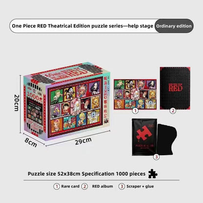 One Piece RED Anime Jigsaw Puzzle, Uta Luffy Shanks 1000 Pieces Cartoon Puzzle, One Piece Movie Character Puzzle Game, Collectible Anime Puzzle for Adults & Teens, Gift for One Piece Fans