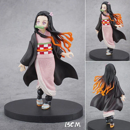 Demon Slayer Kimetsu no Yaiba Anime Figure, Tanjiro Nezuko Zenitsu Inosuke Shinobu Rengoku Collectible Statue, Demon Slayer Character Model Toy, Anime Figurine Desk Decor Gift for Anime Fans