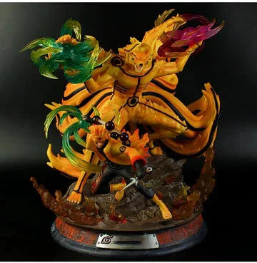 Naruto Uzumaki Six Paths Sage Mode Kurama Figure, Nine Tails Fox Anime GK Statue, LED Light Collectible Figurine, High Detailed Resin Model, Desktop Decoration Gift for Naruto Fans
