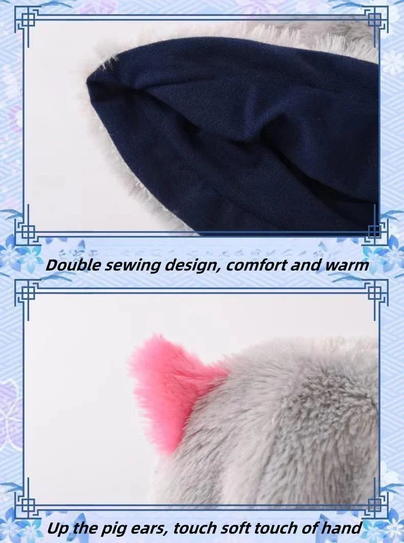 Demon Slayer Inosuke Hashibira Plush Bucket Hat, Kimetsu No Yaiba Boar Mask Anime Fisherman Hat, Cute 3D Character Cosplay Hat, Anime Fan Collectible Costume Accessory Gift