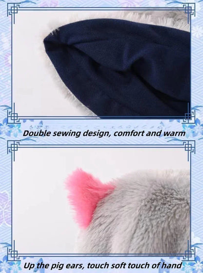 Demon Slayer Inosuke Hashibira Plush Bucket Hat, Kimetsu No Yaiba Boar Mask Anime Fisherman Hat, Cute 3D Character Cosplay Hat, Anime Fan Collectible Costume Accessory Gift
