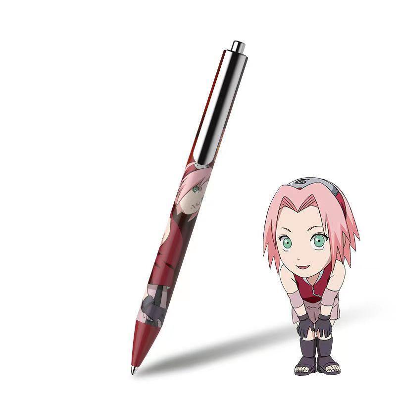 Naruto Anime Ballpoint Pen Set, 5 Pcs Character Printed Metal Gel Pens with Collectible Iron Gift Box, Naruto Sasuke Sakura Kakashi Itachi Stationery Set, Anime Merch School Writing Pens Gift for Naruto Fans