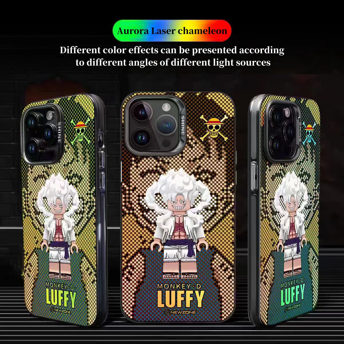 One Piece Anime Luffy Zoro Phone Case for iPhone, Building Block Figure Style Print Shockproof Protective Case, Nika Luffy Roronoa Zoro Character Phone Cover, One Piece Anime Merch Gift for Fans