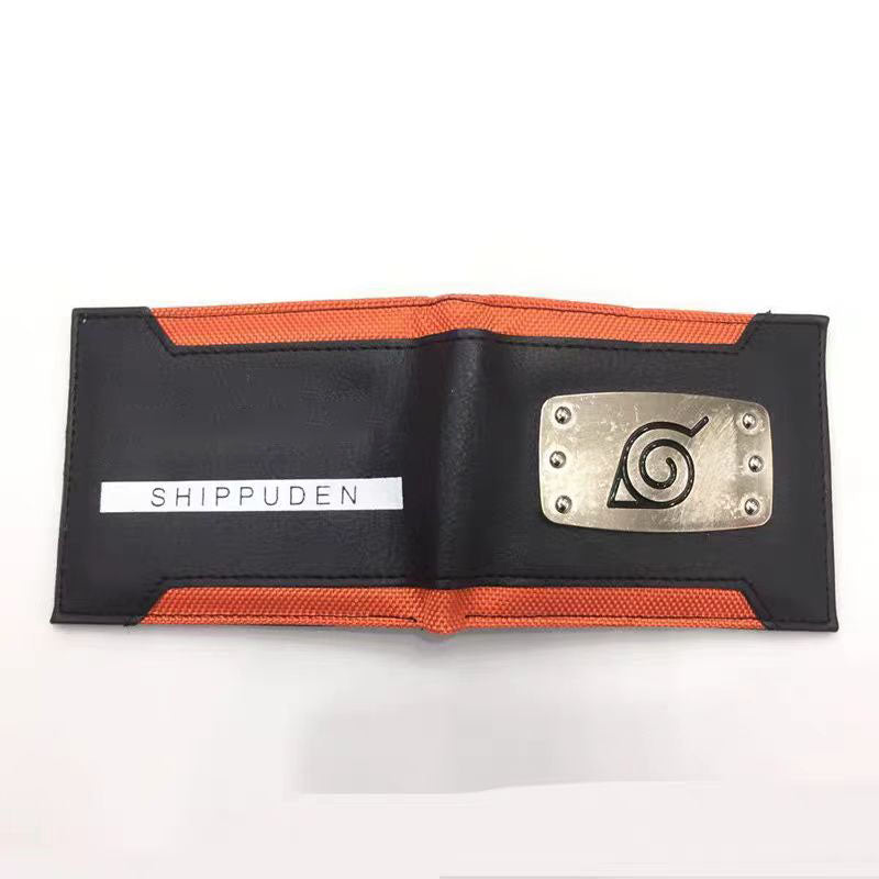 Naruto Anime Bifold Wallet, Akatsuki Red Cloud Leaf Village Symbol PU Leather Short Purse, Card Holder Cash Pocket Coin Pocket, Naruto Cosplay Anime Merch Wallet Gift for Naruto Fans
