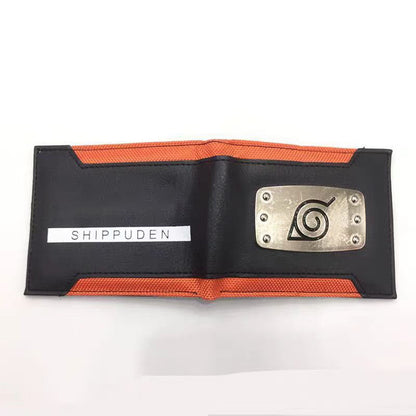 Naruto Anime Bifold Wallet, Akatsuki Red Cloud Leaf Village Symbol PU Leather Short Purse, Card Holder Cash Pocket Coin Pocket, Naruto Cosplay Anime Merch Wallet Gift for Naruto Fans