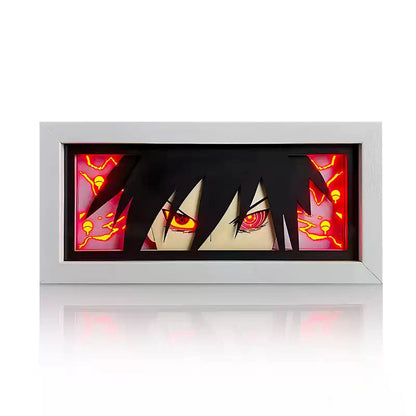 Naruto Anime Paper Cut Light Box, 3D Paper Carving LED Frame Lamp, Sharingan Character Night Light, Desktop Wall Art Decor, Collectible Anime Gift for Naruto Fans