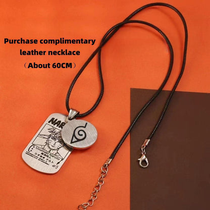 Naruto Anime Dog Tag Necklace, Multi Styles Stainless Steel Pendant Necklace, Naruto Symbol Character Engraved Chain Jewelry, Anime Cosplay Accessories, Naruto Merch Gift for Anime Fans