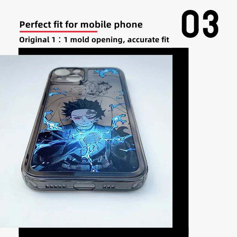 Demon Slayer Anime Phone Case, Tanjiro Zenitsu Print Transparent Shockproof Protective Cover, Cool Flame Pattern Clear Phone Shell, Anime Character Case, Gift for Demon Slayer Fans