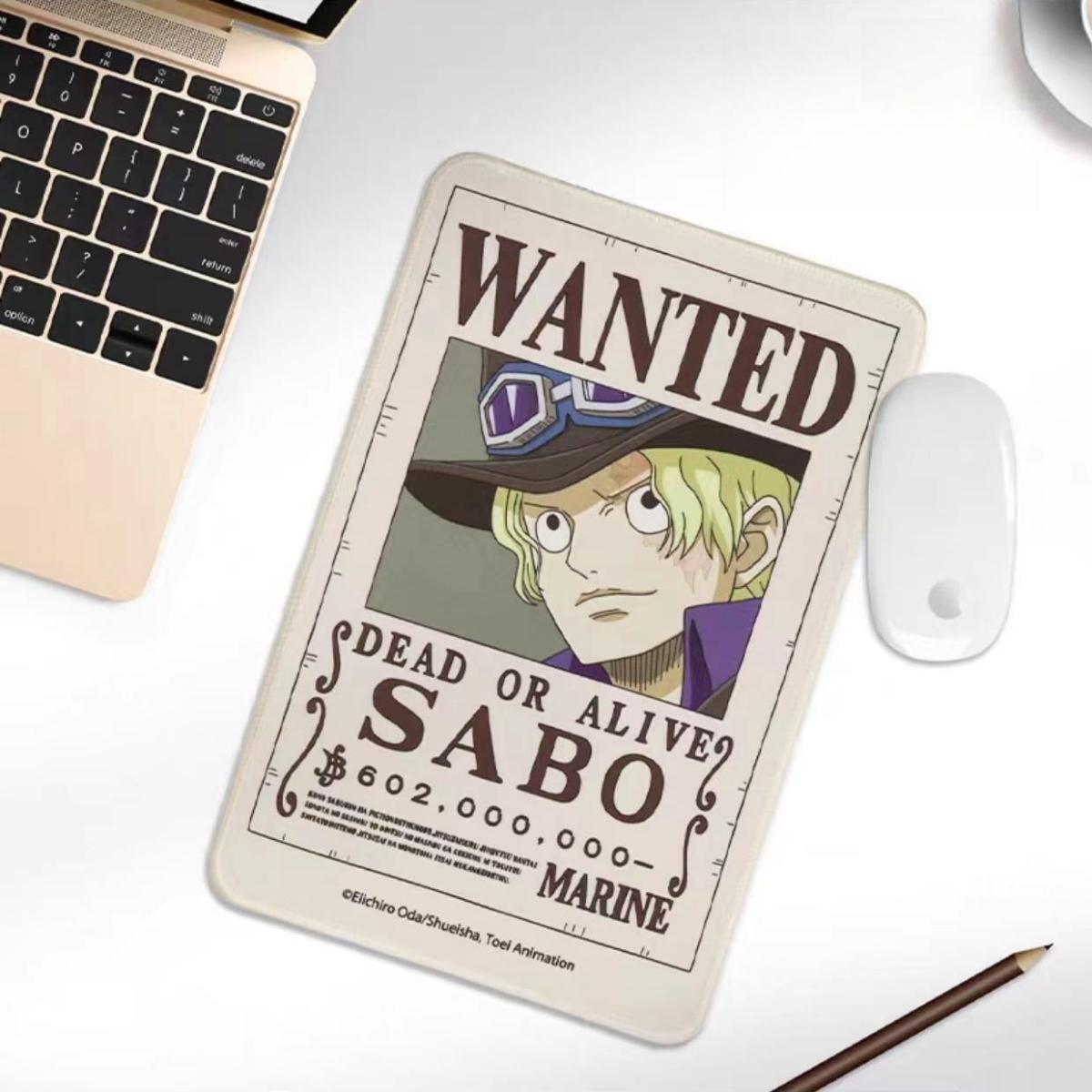 One Piece Wanted Poster Mouse Pad, Anime Bounty Poster Non-Slip Rubber Mousepad, One Piece Luffy Zoro Nami Chopper Robin Gaming Desk Mat, Office Desktop Decor Gift for Anime Fans