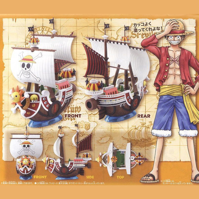 One Piece Pirate Ship Model Kit, Thousand Sunny Going Merry Assembly Boat Building Model, Multiple Styles Anime Pirate Vessel Figure, Collectible DIY Assembly Toy Gift for One Piece Fans