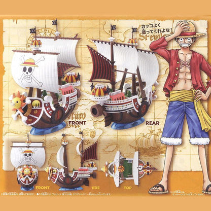 One Piece Pirate Ship Model Kit, Thousand Sunny Going Merry Assembly Boat Building Model, Multiple Styles Anime Pirate Vessel Figure, Collectible DIY Assembly Toy Gift for One Piece Fans
