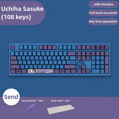 Naruto Anime Mechanical Keyboard and Mouse Combo, Uzumaki Naruto Uchiha Sasuke Themed Wired Gaming Keyboard Mouse Set, 108 Keys Full Size Keyboard, Anime Gaming Desktop Accessories, Gift for Naruto Fans Gamers