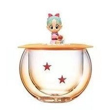 Dragon Ball Z Anime Glass Cup with Figure Lid, DBZ Dragon Star Pattern Double Wall Glass Mug, Cute Mini Character Figurine Cover Tea Coffee Cup, Dragon Ball Collectible Drinkware Gift for Anime Fans