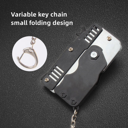 Demon Slayer Folding Rubber Band Gun Keychain Toy, Mini Metal Pocket Rubber Band Shooter, Kamado Tanjiro Themed Rubberband Launcher with Rubber Bands & Target, Novelty Anime Toy Gift for Fans