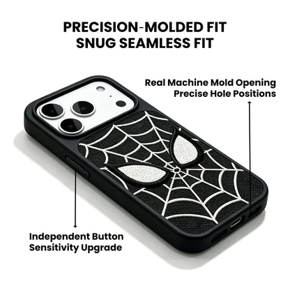 Marvel Spider‑Man Embroidered Glow In The Dark Phone Case 3D Web Pattern Shockproof Protective Anime Cover For Iphone 2‑Color Options