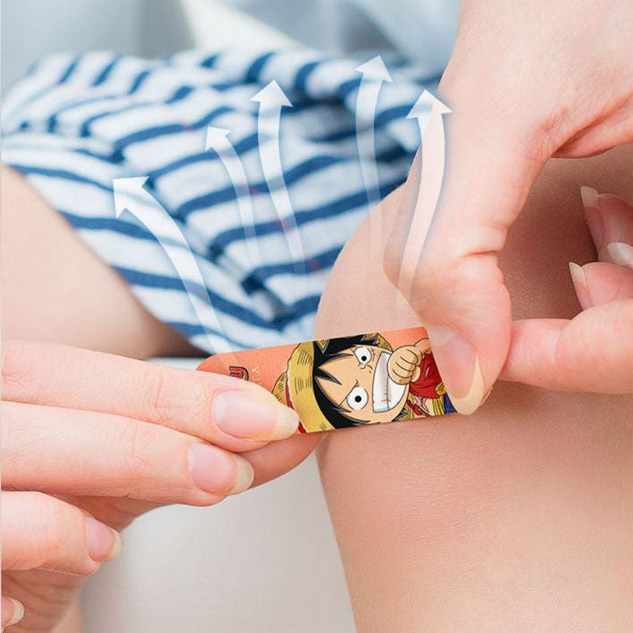 One Piece Cartoon Band-Aids, Luffy Zoro Cute Anime Adhesive Bandages for Kids, Breathable Waterproof Wound Plaster, Children First Aid Sticker Bandages, Anime Fans Gift