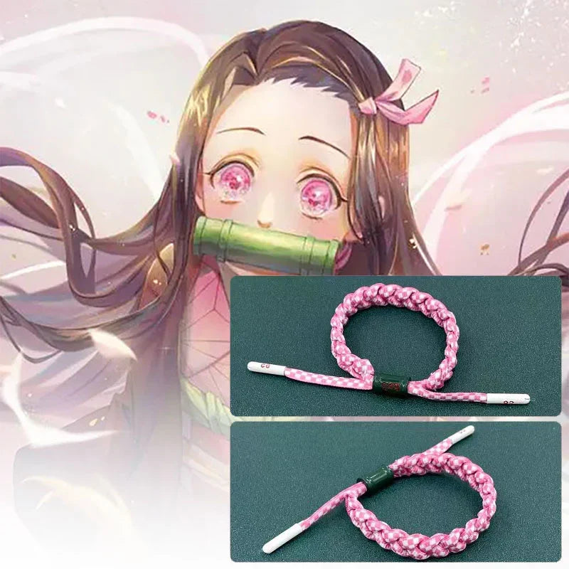 Demon Slayer Anime Braided Bracelet, Tanjiro Nezuko Rengoku Giyuu Cosplay Handmade Woven Rope Bracelet, Adjustable Character Themed Wristband, Anime Fan Collectible Jewelry Gift for Men Women Teens