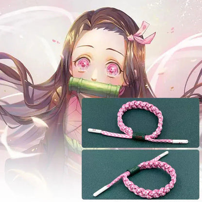 Demon Slayer Anime Braided Bracelet, Tanjiro Nezuko Rengoku Giyuu Cosplay Handmade Woven Rope Bracelet, Adjustable Character Themed Wristband, Anime Fan Collectible Jewelry Gift for Men Women Teens