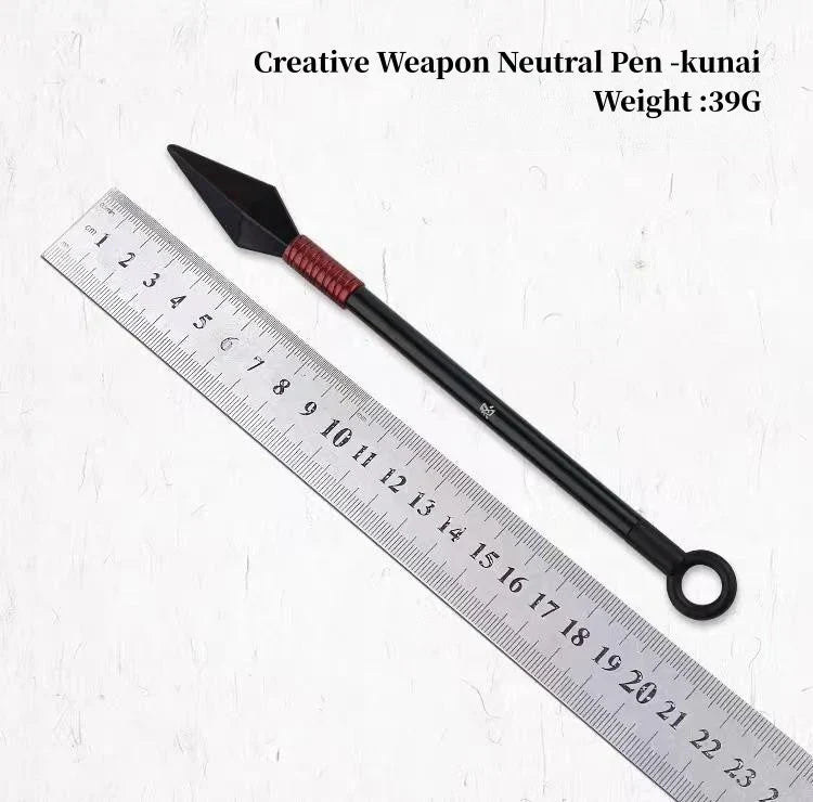 Naruto Kunai Shape Metal Ballpoint Pen, Anime Weapon Model Pen with Display Stand, Removable Refill, Creative Stationery Collectible Desk Decor Gift for Naruto Fans