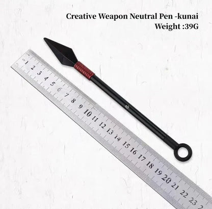 Naruto Kunai Shape Metal Ballpoint Pen, Anime Weapon Model Pen with Display Stand, Removable Refill, Creative Stationery Collectible Desk Decor Gift for Naruto Fans