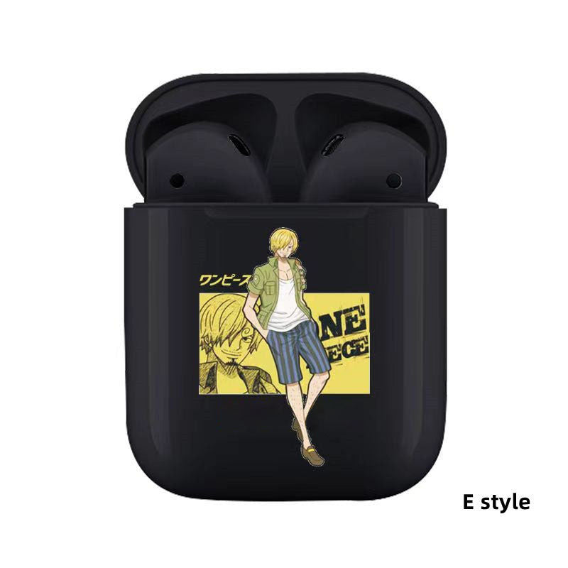 One Piece Anime TWS Wireless Earbuds, Luffy Zoro Sanji Chopper Skull Logo Printed Bluetooth Earphones, Stereo In-Ear Headphones with Portable Charging Case, Anime Fan Gift Wireless Headset