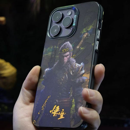 Black Myth Wukong Phone Case for iPhone, Cool Black Myth Sun Wukong Character Print Protective Phone Cover, Shockproof Hard Shell Phone Case, Game Merch Gift for Black Myth Wukong Fans Gamers