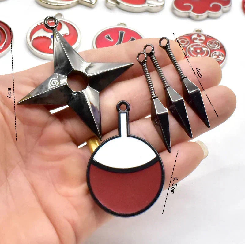 Naruto Anime 25 Pcs Collectible Gift Set, Ninja Weapon Kunai Shuriken Headband Ring Necklace Pendant, Naruto Cosplay Metal Accessory Kit, Anime Collection Box Gift for Naruto Fans