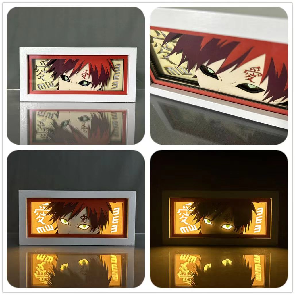 Naruto Anime Paper Cut Light Box, 3D Paper Carving LED Frame Lamp, Sharingan Character Night Light, Desktop Wall Art Decor, Collectible Anime Gift for Naruto Fans