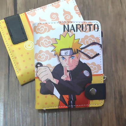 Naruto Anime Bifold Wallet, Multiple Character Printed PU Leather Short Purse, Snap Button Card Holder Cash Pocket Wallet, Naruto Itachi Sasuke Kakashi Naruto Merch Wallet Gift for Anime Fans