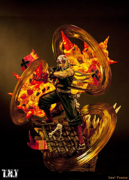 Demon Slayer Tengen Uzui Resin Statue, Anime Sound Hashira Tengen Uzui Action Figure, GK Collectible Model with Diorama Base, Demon Slayer Figurine Home Desk Decoration Gift for Anime Fans