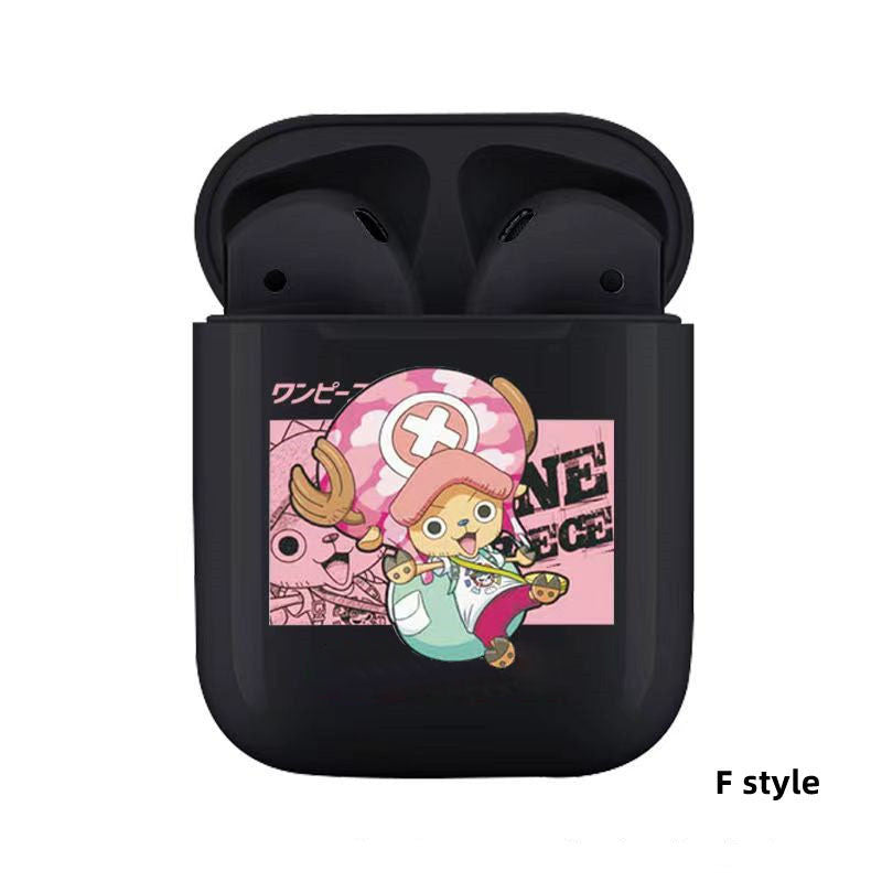 One Piece Anime TWS Wireless Earbuds, Luffy Zoro Sanji Chopper Skull Logo Printed Bluetooth Earphones, Stereo In-Ear Headphones with Portable Charging Case, Anime Fan Gift Wireless Headset