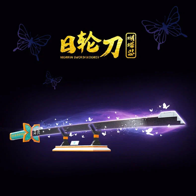 Demon Slayer Shinobu Nichirin Sword Building Block Set, Kochou Shinobu Anime Katana Model with Scabbard & Display Stand, Collectible Cosplay Prop Bricks Kit, Gift for Demon Slayer Fans