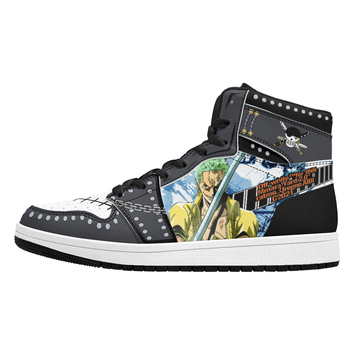 One Piece Roronoa Zoro Anime High Top Sneakers, Custom Printed Zoro Character Fashion Casual Shoes, One Piece Anime Streetwear Footwear, Anime Sneaker Gift for One Piece Fans