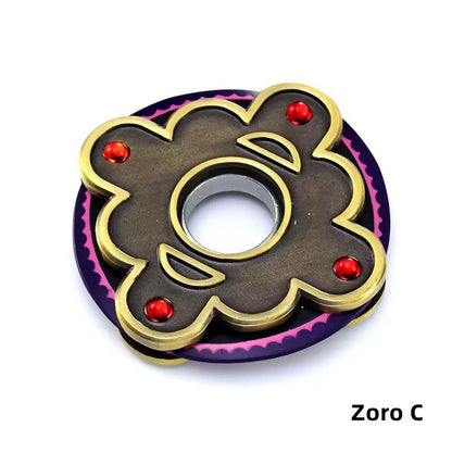 One Piece Anime Fidget Spinner, Metal Hand Spinner with Skull Rudder Zoro Design, Stress Relief Focus Toy, One Piece Collectible Desk Decoration Gift for Anime Fans