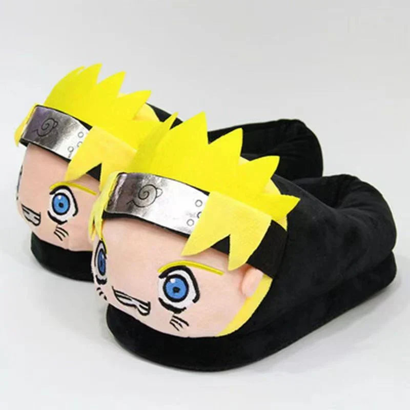 Naruto Anime Plush House Slippers, Uzumaki Naruto 3D Cartoon Character Warm Furry Indoor Slippers, Non-slip Sole Soft Cozy Home Slippers, Anime Fan Cosplay Gift