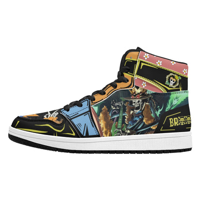 One Piece Brook Anime High Top Sneakers, Custom Printed Brook Skull Character Fashion Casual Shoes, One Piece Anime Streetwear Footwear, Anime Sneaker Gift for One Piece Fans