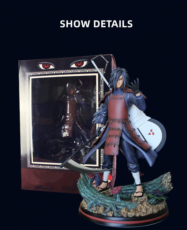 Naruto Uchiha Madara Figure, Susanoo & Kurama Giant GK Statue, Anime Naruto Shippuden Collectible Figurine with LED Light, Double Head Carving, Desktop Ornament Gift for Anime Fans