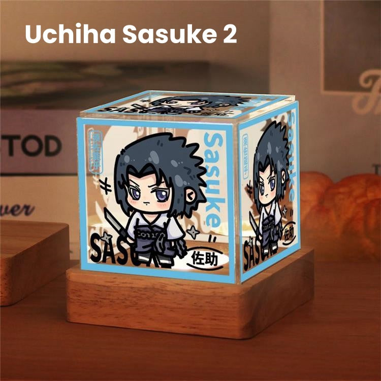Naruto Anime Cube LED Night Light, Q Version Naruto Minato Obito Kakashi Sasuke Itachi Character Light Box, Acrylic Desk Lamp, Anime Collectible Decor Gift for Naruto Fans