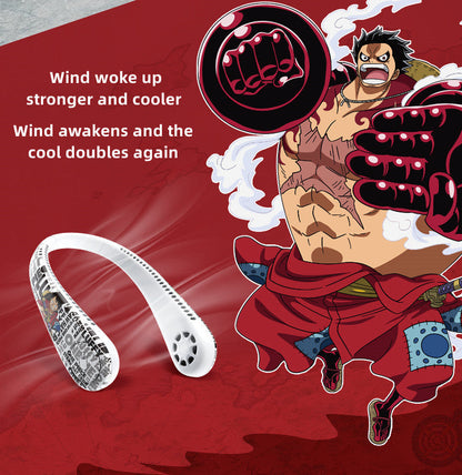 One Piece Anime Neck Fan, Luffy Chopper Printed Portable Hands-Free Wearable Neck Fan, USB Rechargeable Personal Cooling Fan, 360° Airflow Silent Mini Fan for Sports Travel Outdoor, Anime Fan Gift