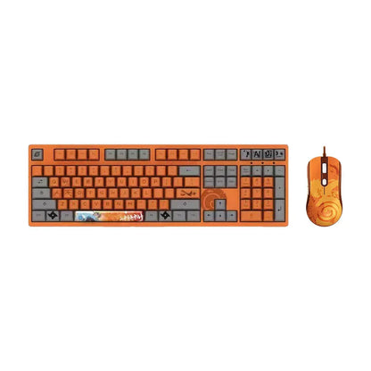 Naruto Anime Mechanical Keyboard and Mouse Combo, Uzumaki Naruto Uchiha Sasuke Themed Wired Gaming Keyboard Mouse Set, 108 Keys Full Size Keyboard, Anime Gaming Desktop Accessories, Gift for Naruto Fans Gamers