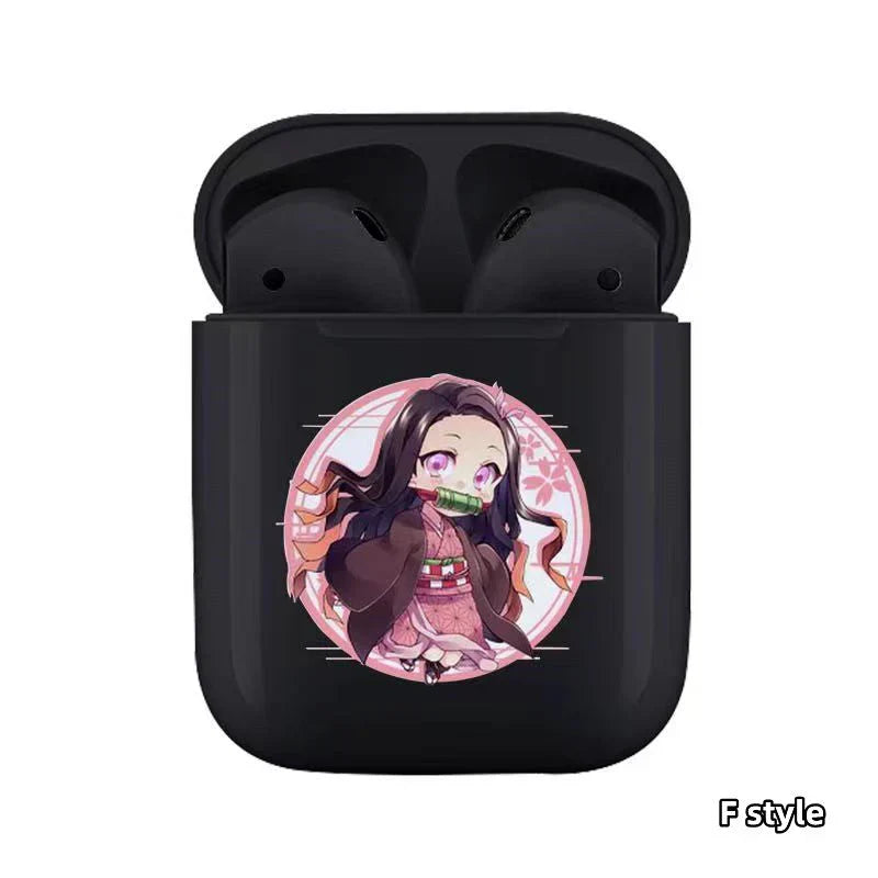 Demon Slayer Wireless Bluetooth Earbuds, Tanjiro Nezuko Zenitsu Giyuu Anime Print TWS Earphones, Touch Control Stereo Sound Headset, Portable Earbuds Case, Anime Fan Gift
