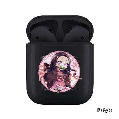 Demon Slayer Wireless Bluetooth Earbuds, Tanjiro Nezuko Zenitsu Giyuu Anime Print TWS Earphones, Touch Control Stereo Sound Headset, Portable Earbuds Case, Anime Fan Gift